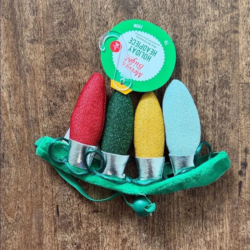 Festive Glitter Holiday Headband pet size l/xl